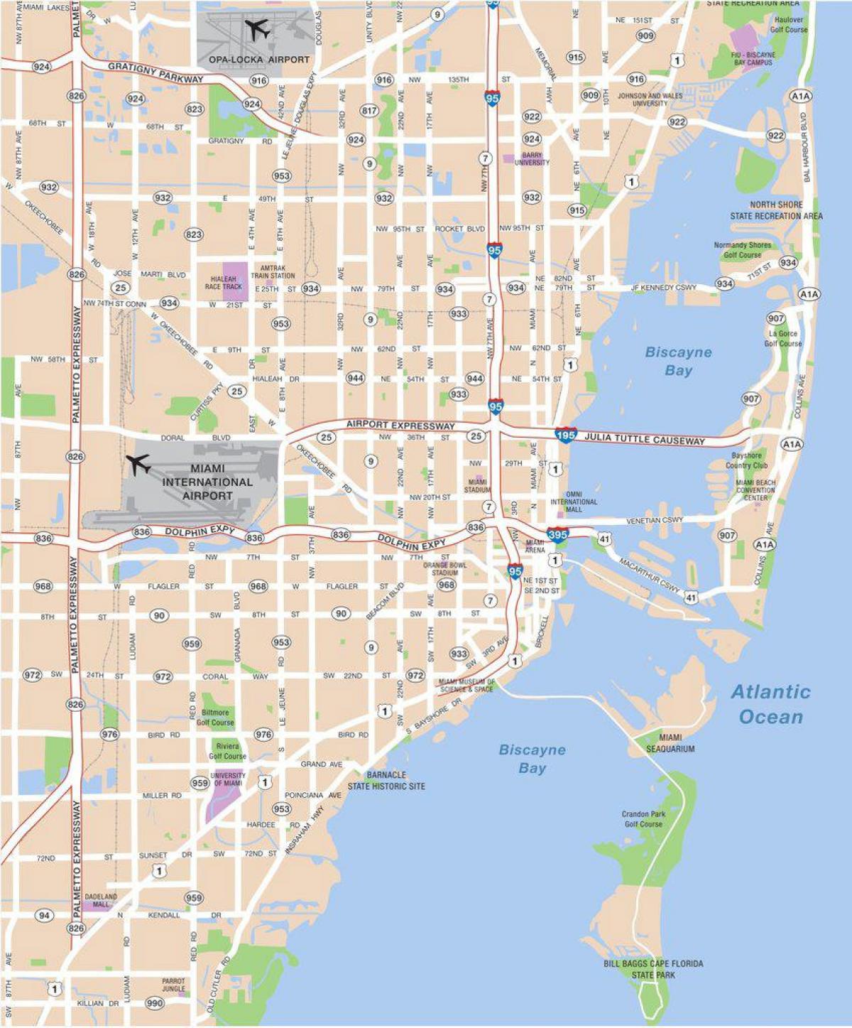 Mappa degli aeroporti di Miami