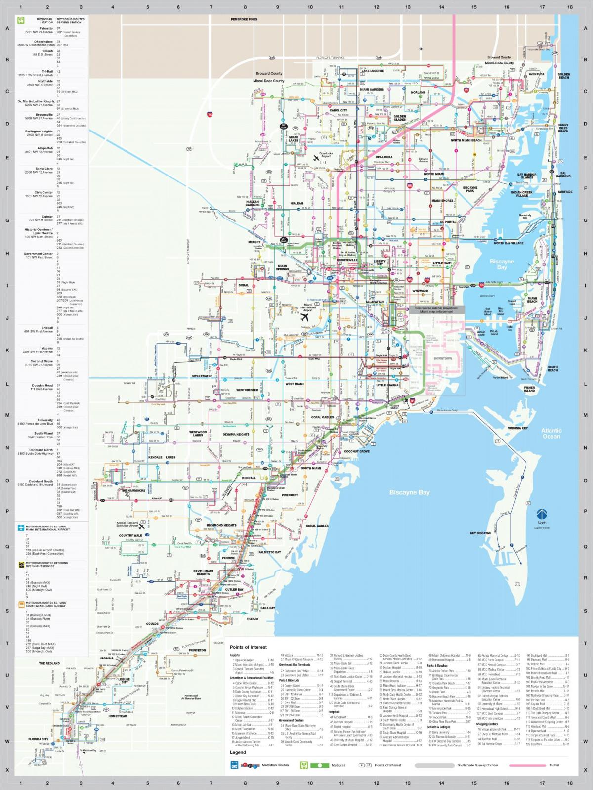 Mappa della stazione degli autobus di Miami