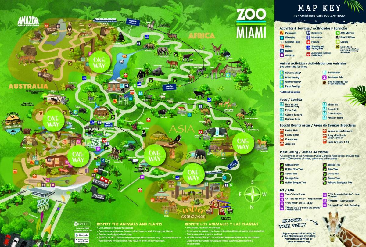 Mappa del parco dello zoo di Miami