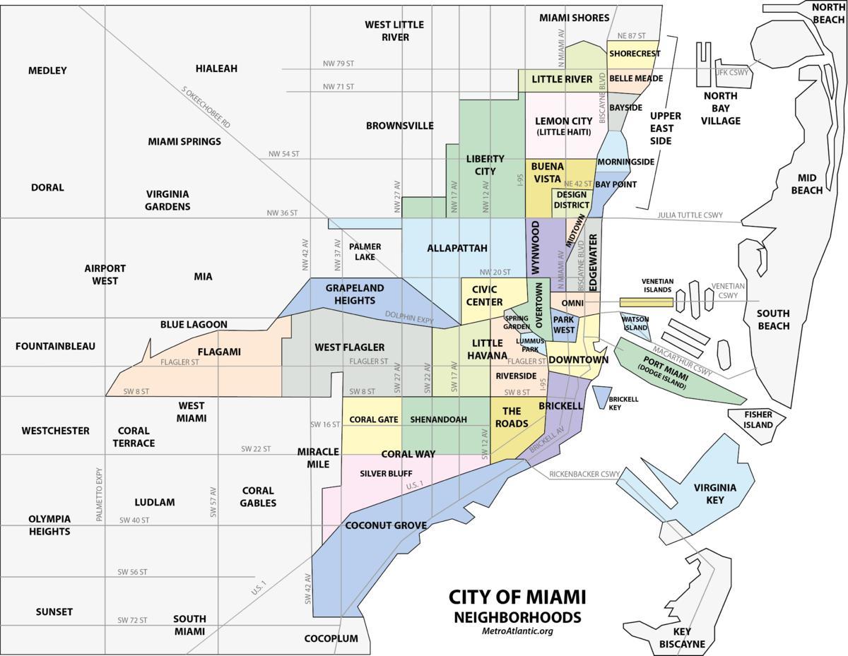 Mappa dei quartieri di Miami