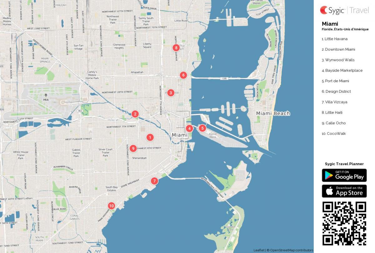 Mappa dei luoghi da vedere a Miami