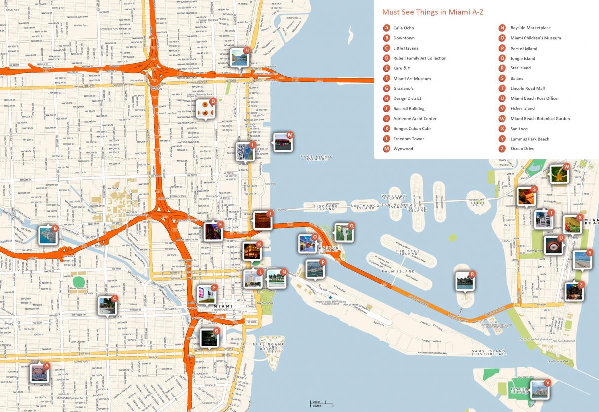 Mappa turistica di Miami